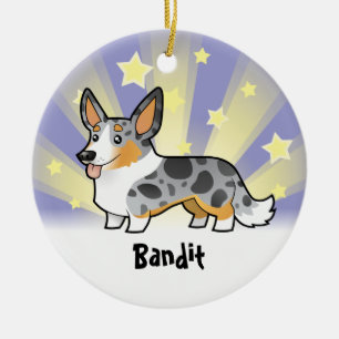Lite walesisk Corgi för stjärnakofta (tillfoga Julgransprydnad Keramik