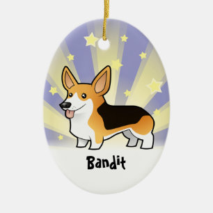 Lite walesisk Corgi för stjärnaPembroke Julgransprydnad Keramik