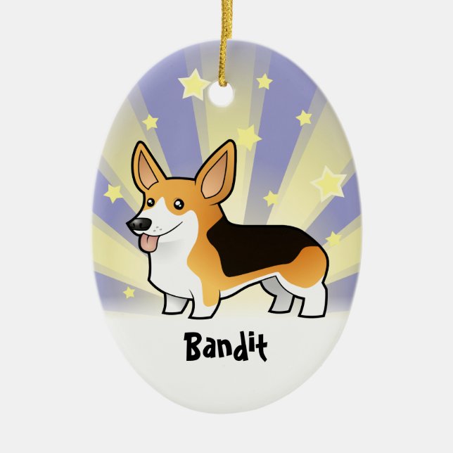 Lite walesisk Corgi för stjärnaPembroke Julgransprydnad Keramik (Framsidan)