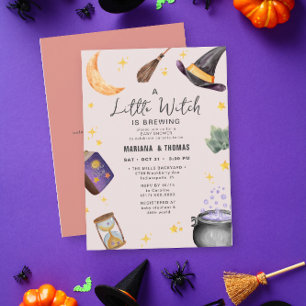 Lite Witch Brewing Girl Halloween Baby Shower Inbjudningar