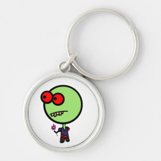 Lite Zombie Keychain Rund Silverfärgad Nyckelring