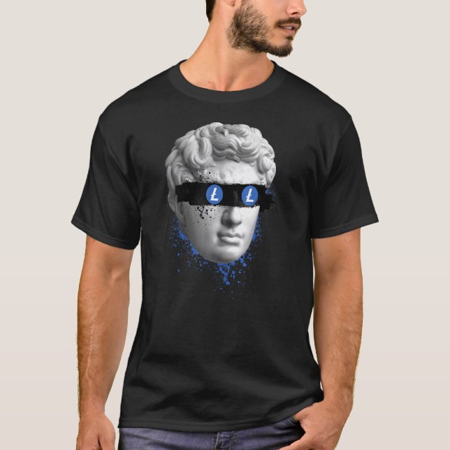 Litecoin Ltc Blind Statue Crypto Modern Art Crypto T Shirt (Framsida)