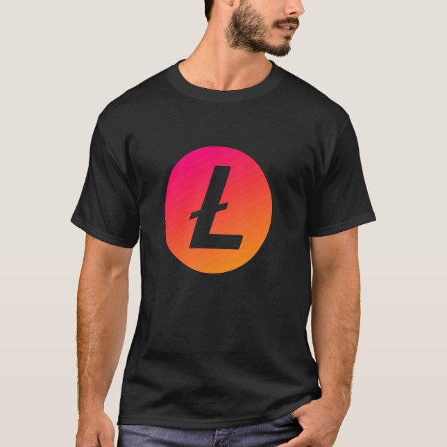 Litecoin LTC Coin Moon Litecoin Krypto Kryptovalut T Shirt (Framsida)