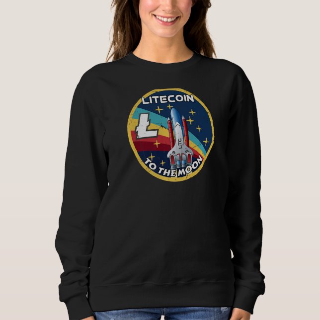 Litekin till Måne Crypto Space Ltc Cryptocurren T Shirt (Framsida)