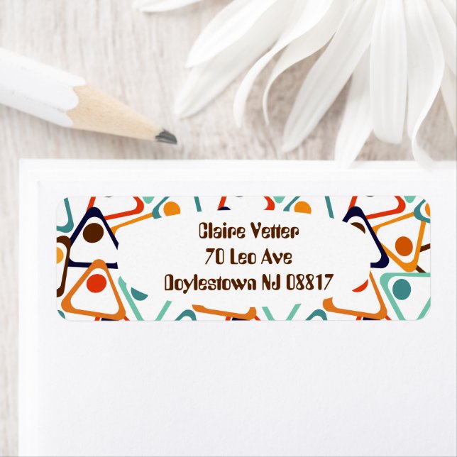 Liten 70s triangel returadress etikett (Insitu)