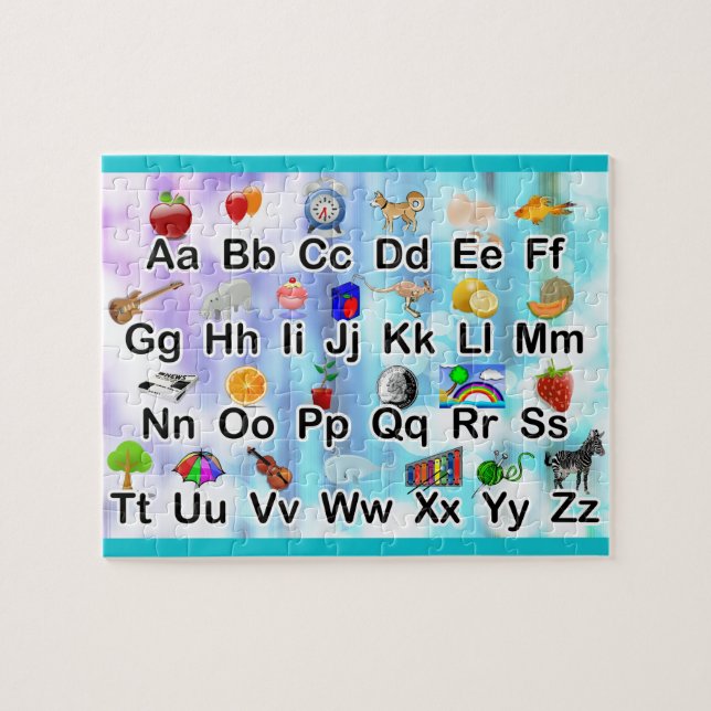 Liten ABC-alfabet Illustration Family Kids Pussel (Horisontell)