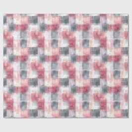 Liten Abstrakt Gingham Rosa och Grå Presentpapper