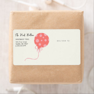 Liten affärsetikett med rosa ballong fraktsedel