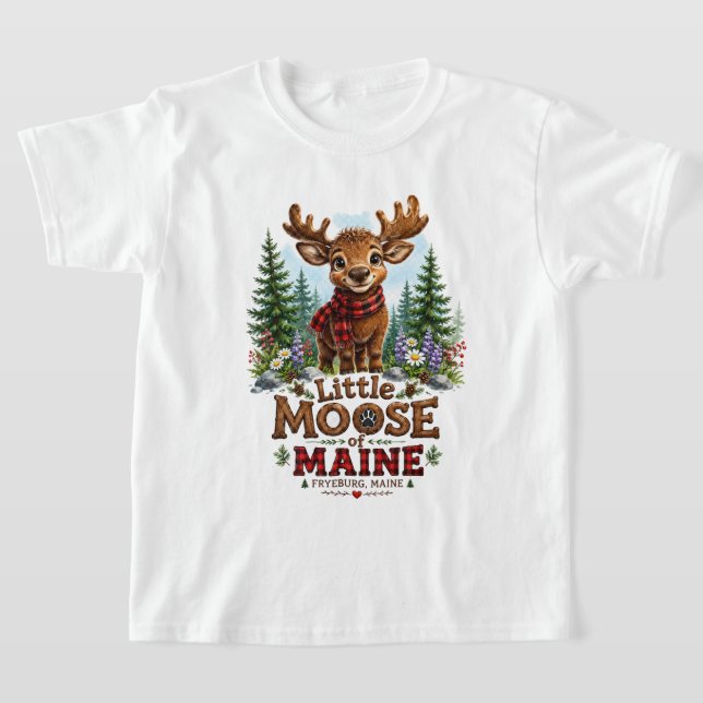 Liten älg från Fryeburg Maine Barn T-Shirt (Laydown)
