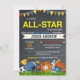 Liten All Star Idrott Baby Shower Inbjudan