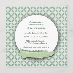Liten Alligator Fyrkantig Baby Shower Inbjudan