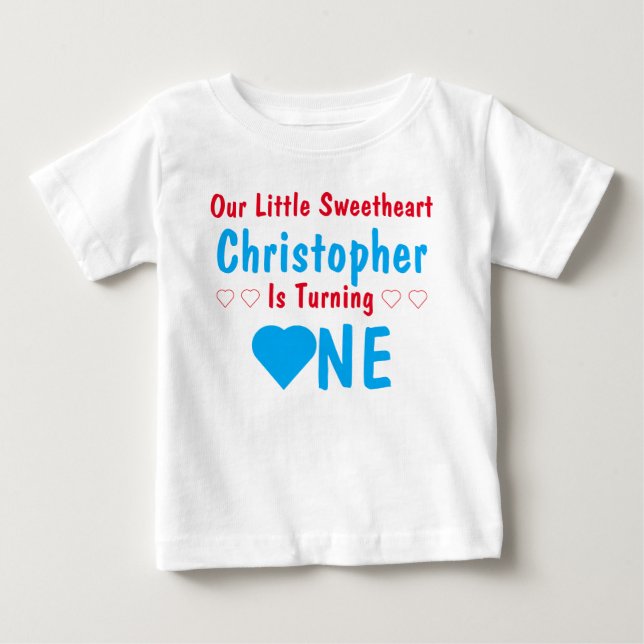 Liten Älskling 1-års Födelsedags T-Shirt (Framsida)