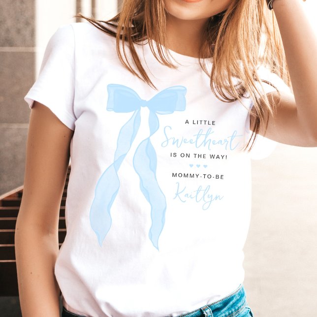 Liten Älskling Elegant Blå Båge Bebis-fest T Shirt (Skapare uppladdad)