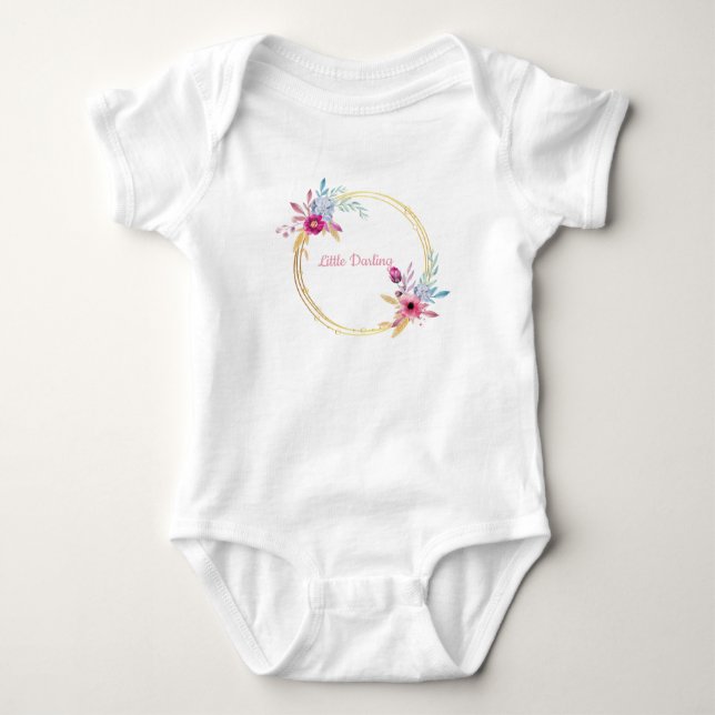 Liten älskling Rosa blommig  T Shirt (Framsida)