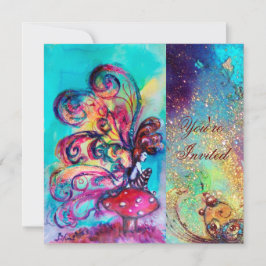 LITEN ÄLV AV SVAMPAR, rosa grön blå glitter Inbjudningar
