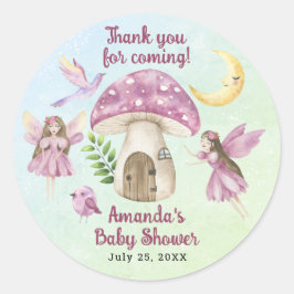Liten Älv Vispig Baby Shower Tack Runt Klistermärke