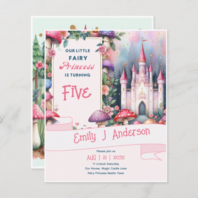 Liten Älva Prinsessa Födelsedag ALDER Sagovärld (Fram/baksida)