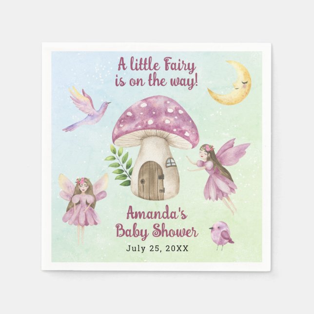 Liten älva Whimsical Baby Shower Pappersservett (Framsidan)