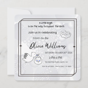 Liten ängel baby shower-inbjudan Neutral elegans Inbjudningar