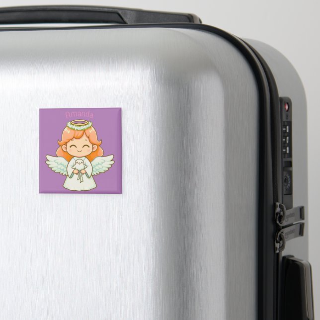 Liten ängel flicka och fågel magnet (In Situ (Luggage))