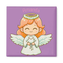 Liten ängel flicka och fågel