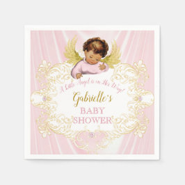 Liten ängel på väg Rosa Guld Flicka Etnisk Pappersservett
