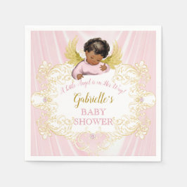 Liten ängel rosa guld flicka afroamerikansk pappersservett