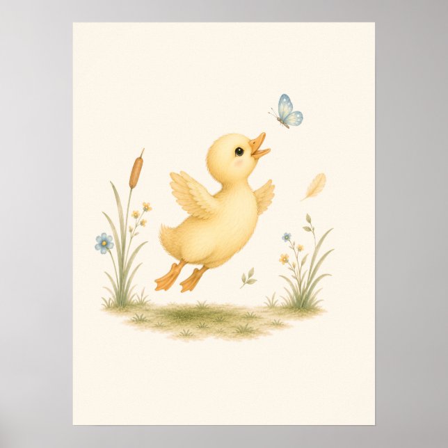 Liten Anka & Fjäril Barnkammare Poster (Framsidan)