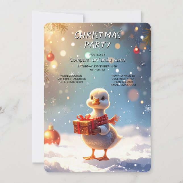 Liten anka julfirande festinbjudan inbjudningar (Framsida)