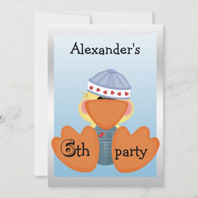 Liten Ankor, Kärlek Hearts & Boats 6e födelsedagen Inbjudningar (Framsida)