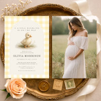 Liten ankunge Ankduck Gingham Foto Bebis Shower