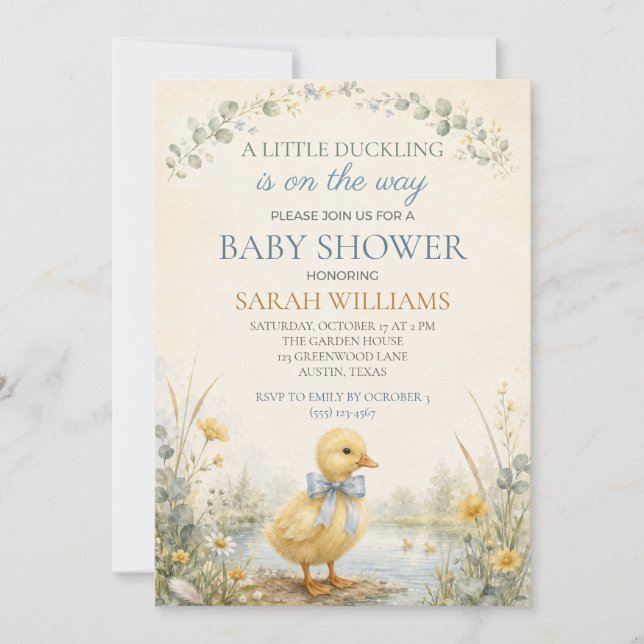 Liten ankunge baby shower inbjudningar (Framsida)
