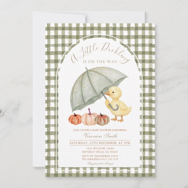 Liten ankunge höst baby shower inbjudan (Framsida)