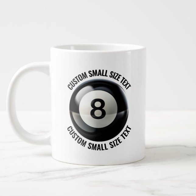 Liten anpassad text pool 8 boll specialdesignad jumbo mugg (Vänster)