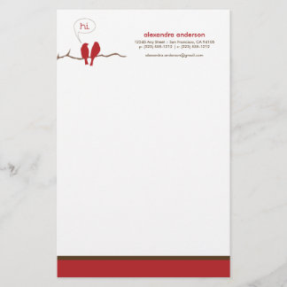 Liten Anpassningsbar Designer Stationery (röd) Brevpapper