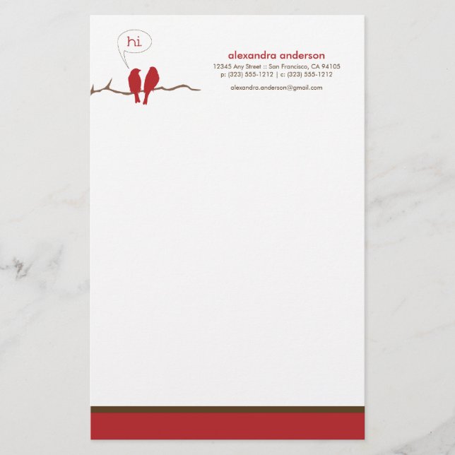 Liten Anpassningsbar Designer Stationery (röd) Brevpapper (Framsida)
