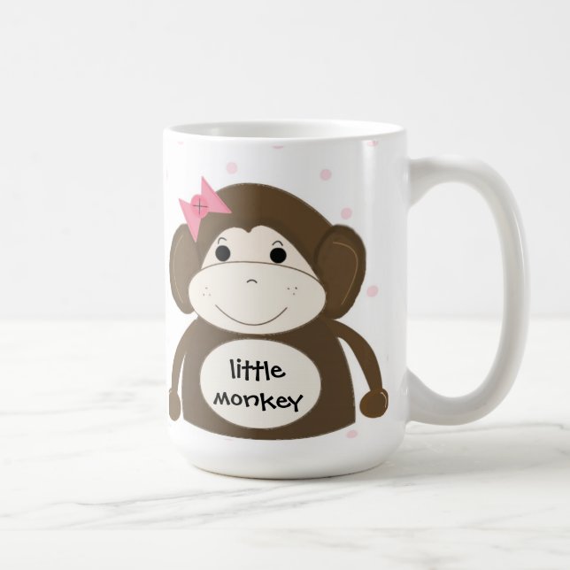 Liten apa med rosa hårspänne kaffemugg (Höger)