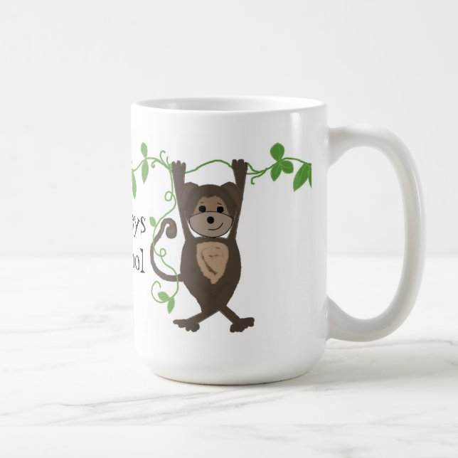 Liten apa som hänger på vinrankor kaffemugg (Höger)