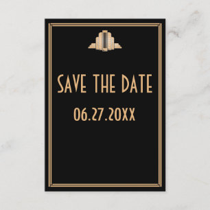 Liten Art Deco Great Gatsby Bröllop Spara Datum Inbjudningar