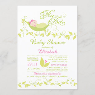 Liten ärt i en balja flickor baby shower inbjudan