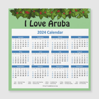 Liten Aruba 2024 års magnetkalender