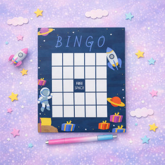 Liten Astronaut Baby Shower Bingo-spel Anteckningsblock