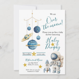 Liten astronaut baby shower-inbjudan inbjudningar