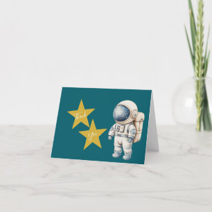 Liten astronaut baby shower tackkort