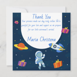 Liten Astronaut Babyfirande Tack Kort