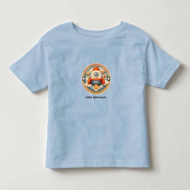 Liten astronaut söt retro kawaii barn t-shirt (Framsida)