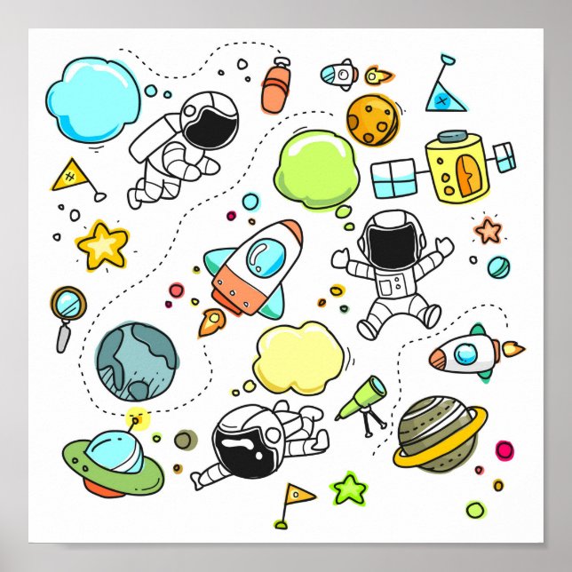 Liten Astronautaffisch Poster (Framsidan)