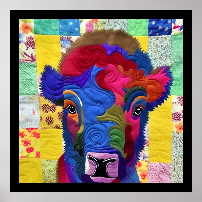 Liten Baby Bison Quilt som design Poster (Framsidan)