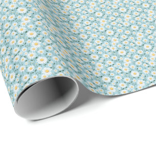 Liten Baby blue och vit Daisy Presentpapper