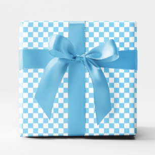 Liten Baby blue och vit kontroll Presentpapper
